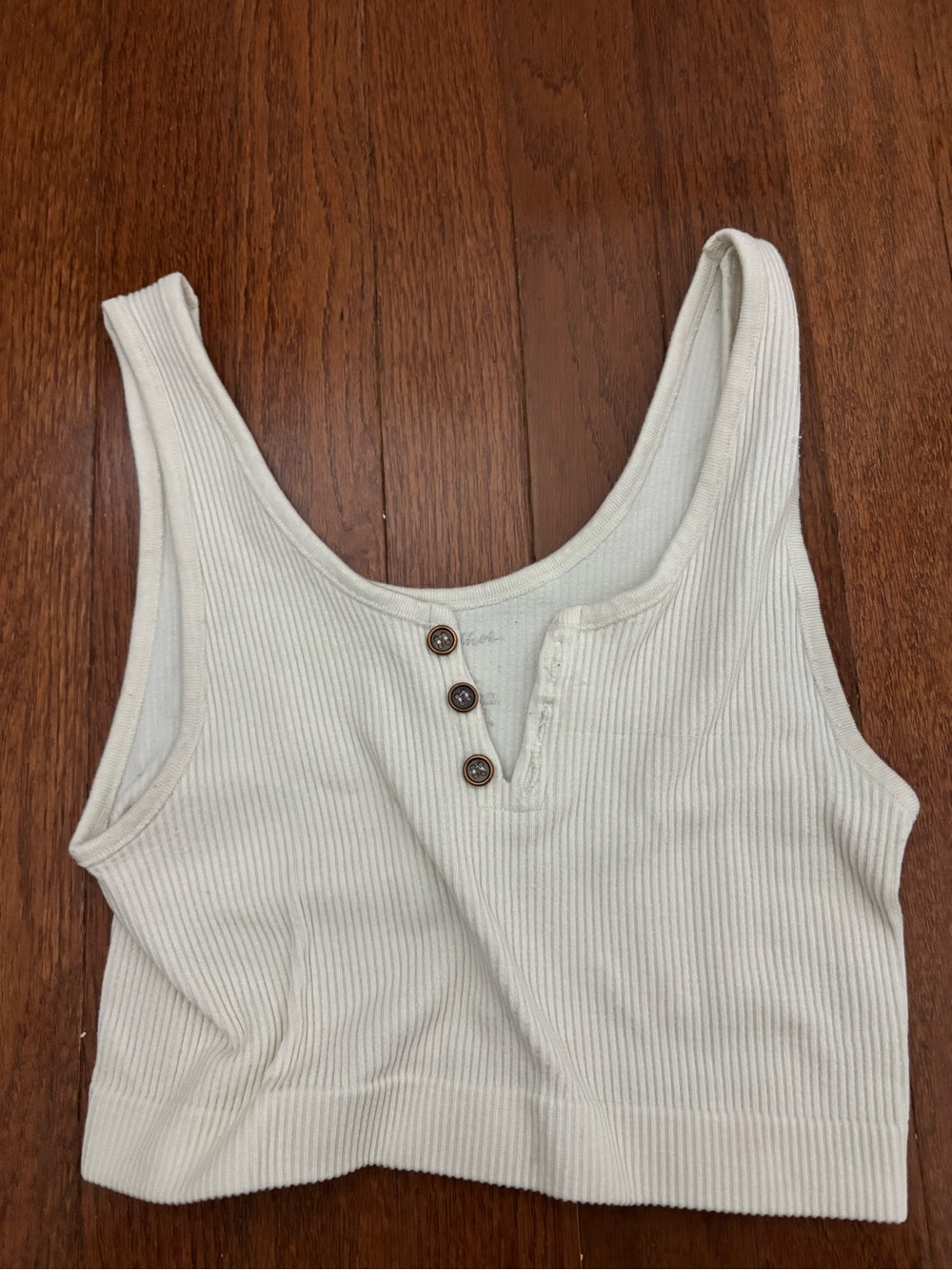 By Together Ribbed Henley Crop Tank - Off-White